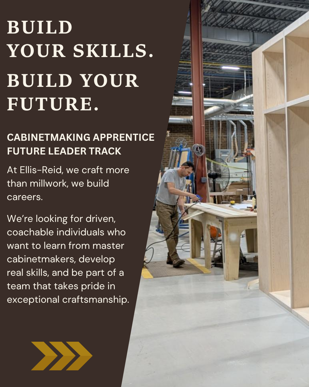 Ellis-Reid cabinetmaking apprentice recruiting post