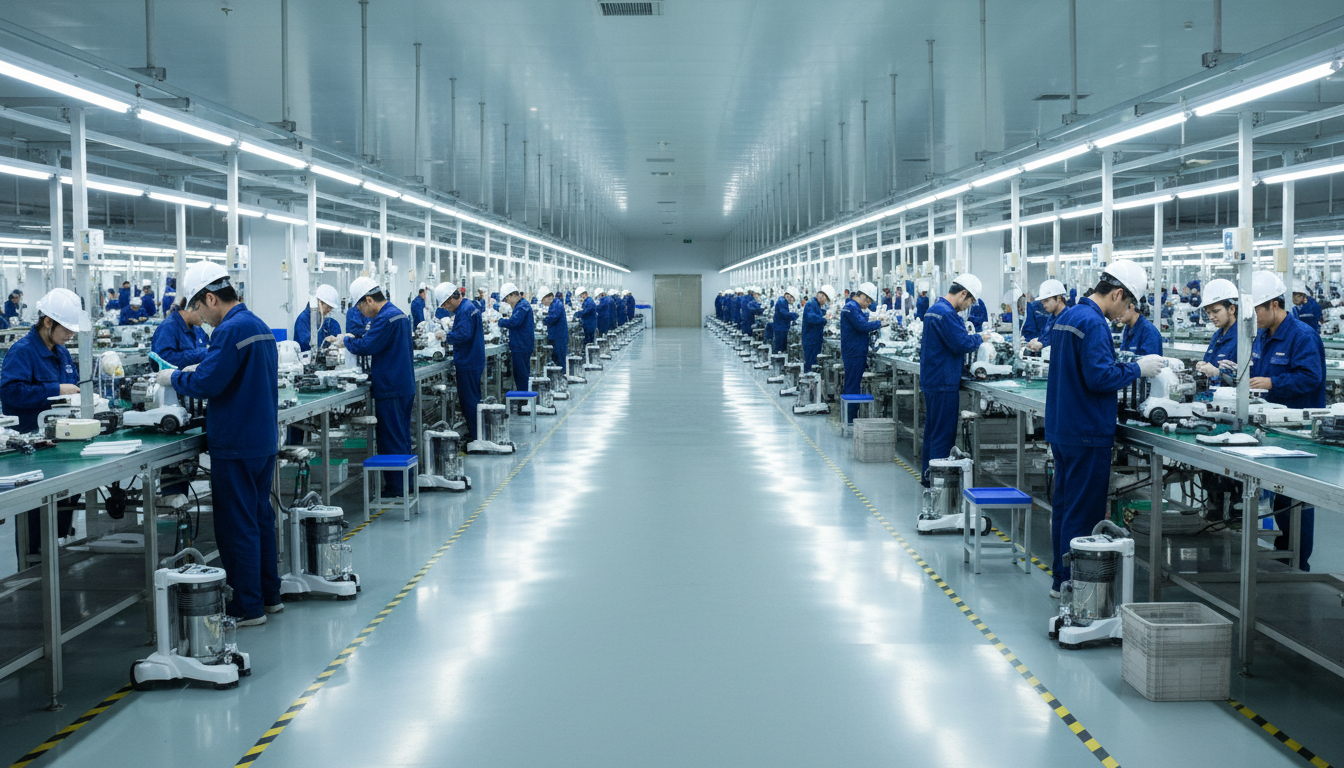 Modern vacuum cleaner assembly line at Chunjie factory