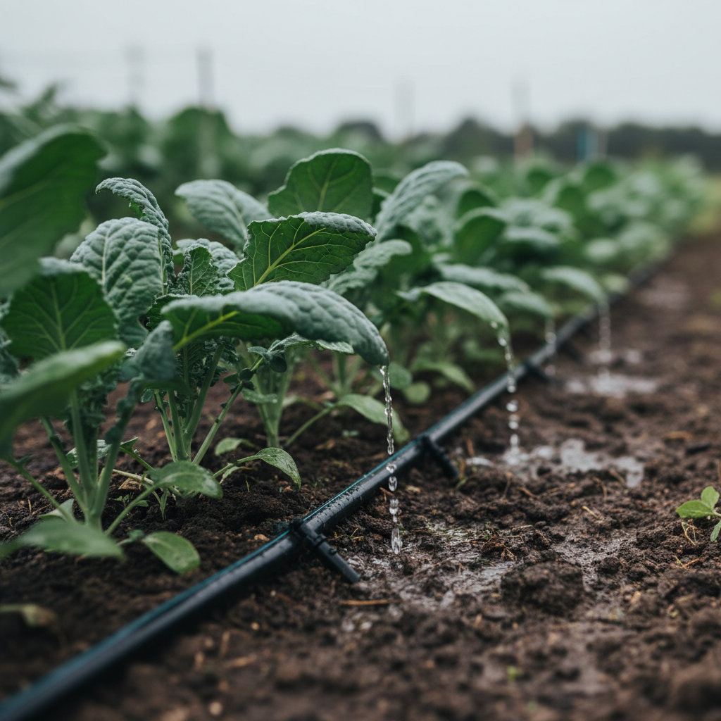 Drip irrigation hose integrated within a garden bed