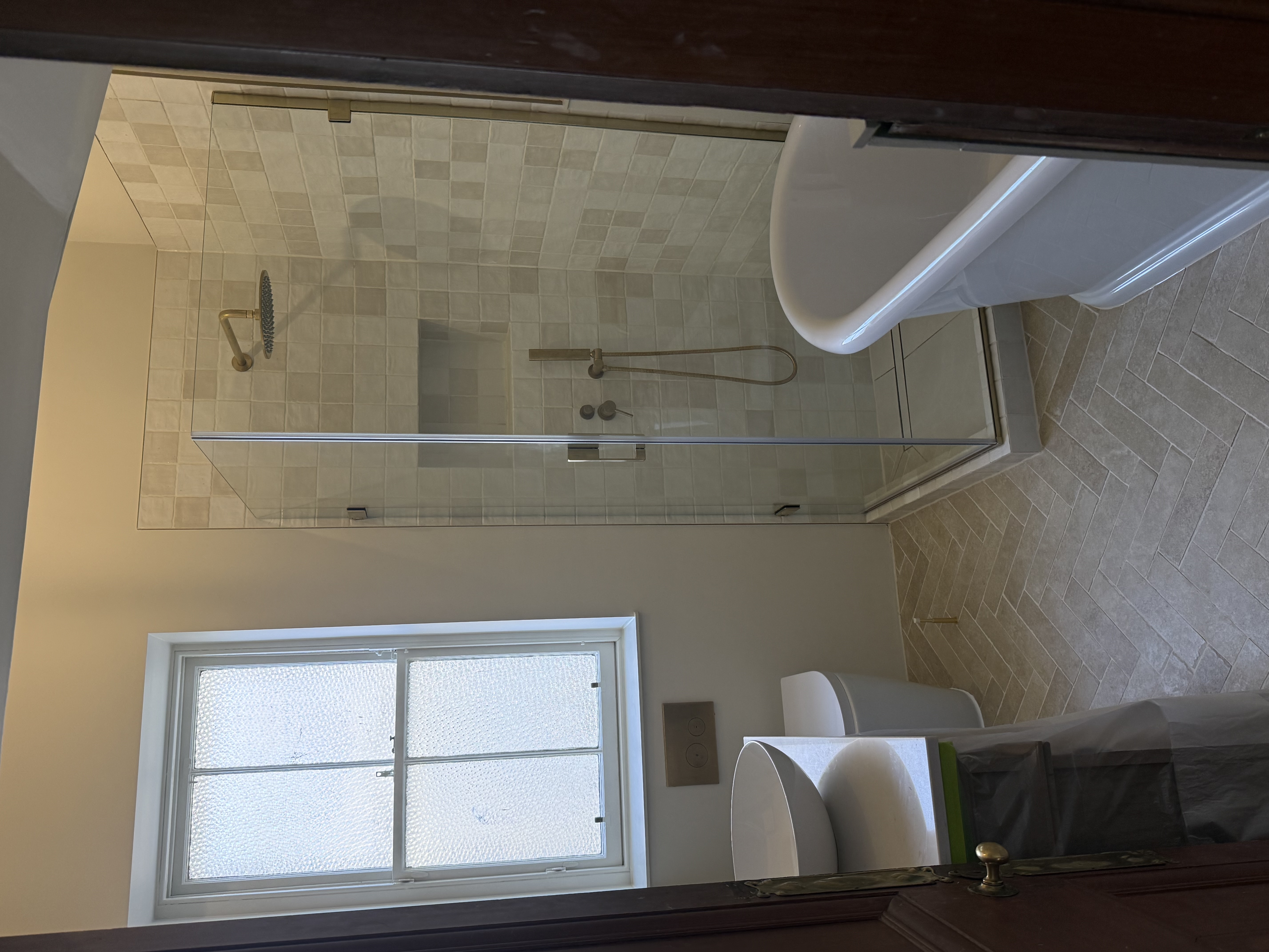 Walk-in Shower completed bathroom renovation by Calico Joinery in Edinburgh