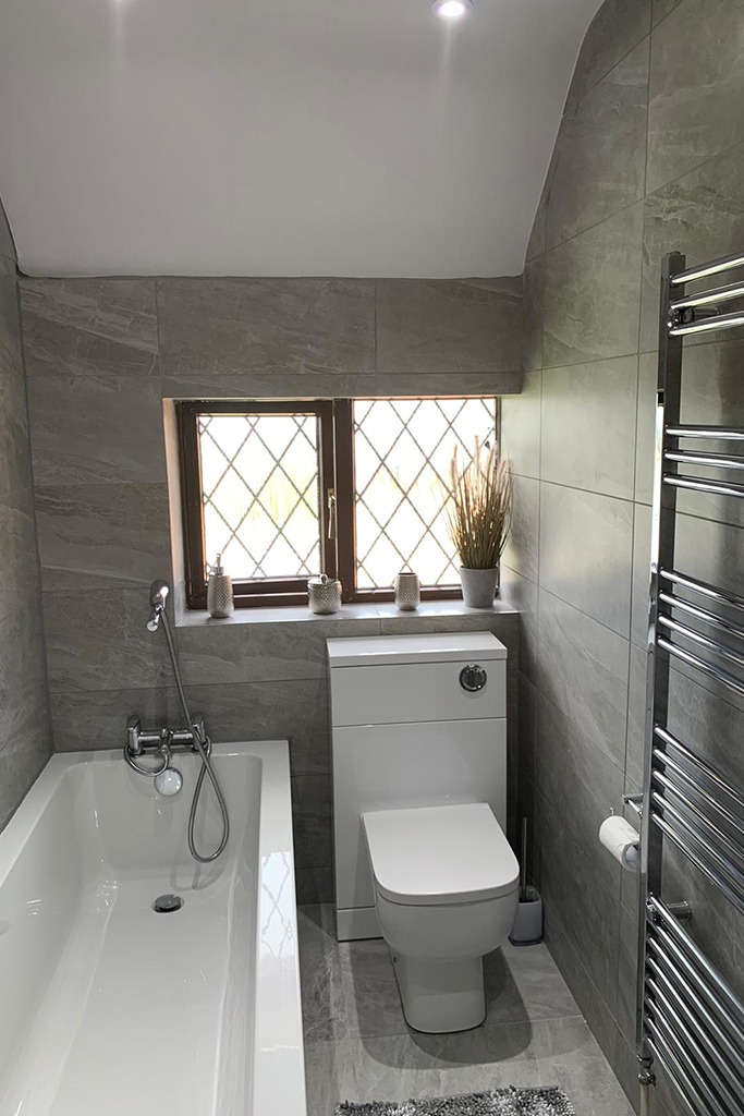 Stone Bath completed bathroom renovation by Calico Joinery in Edinburgh