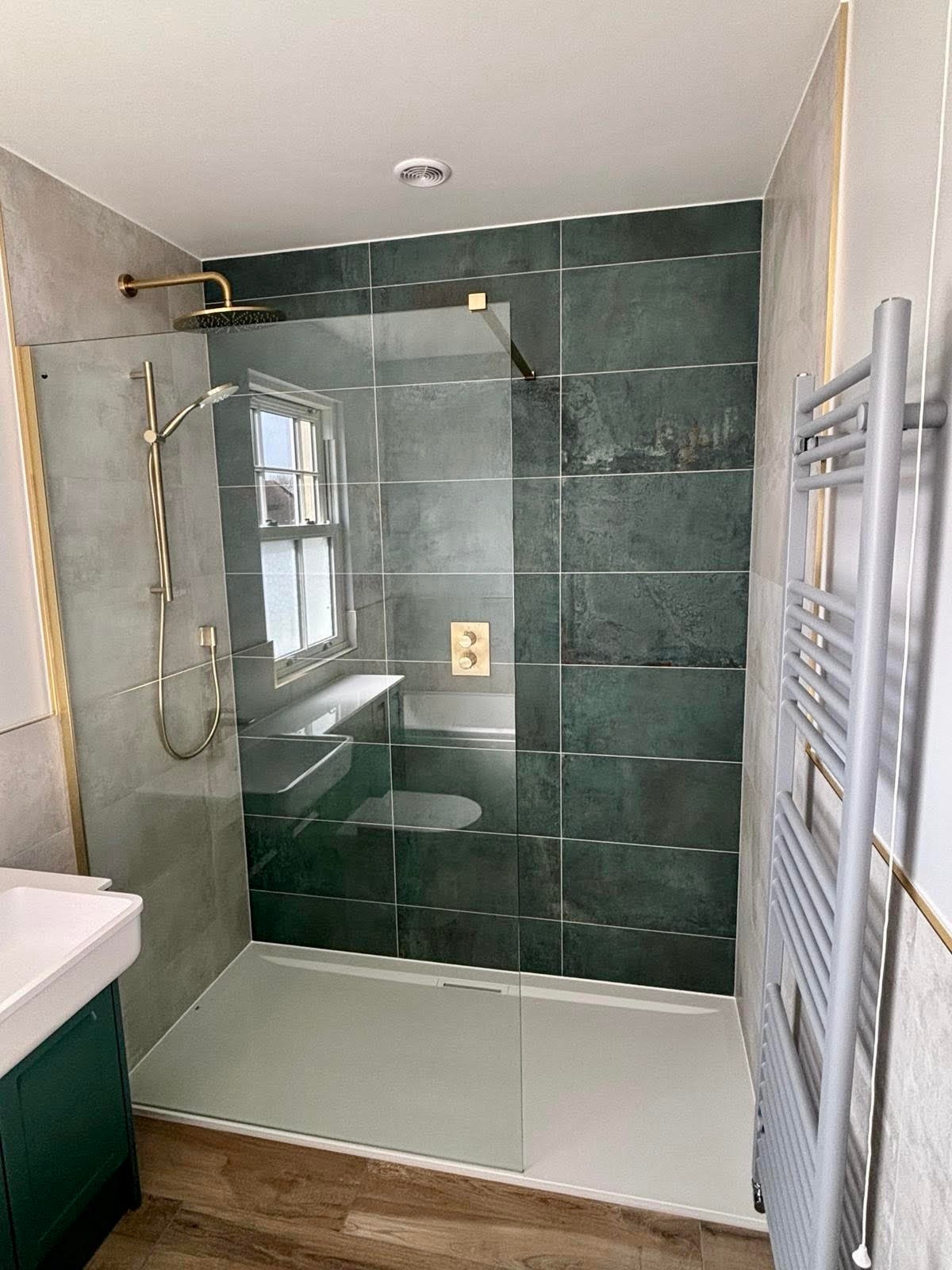 Walk-in Shower Suite completed bathroom renovation by Calico Joinery in Edinburgh