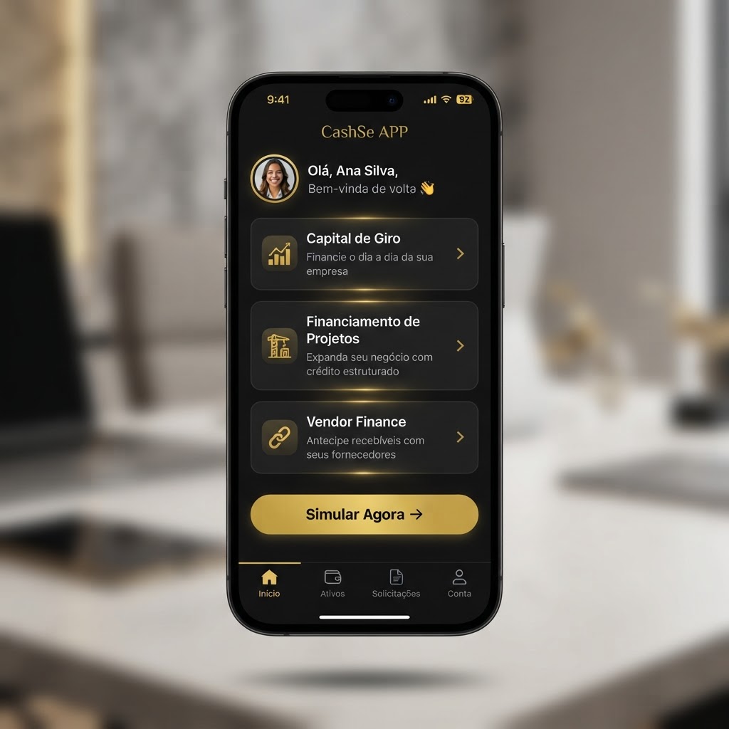 Tela inicial do aplicativo CashSe APP