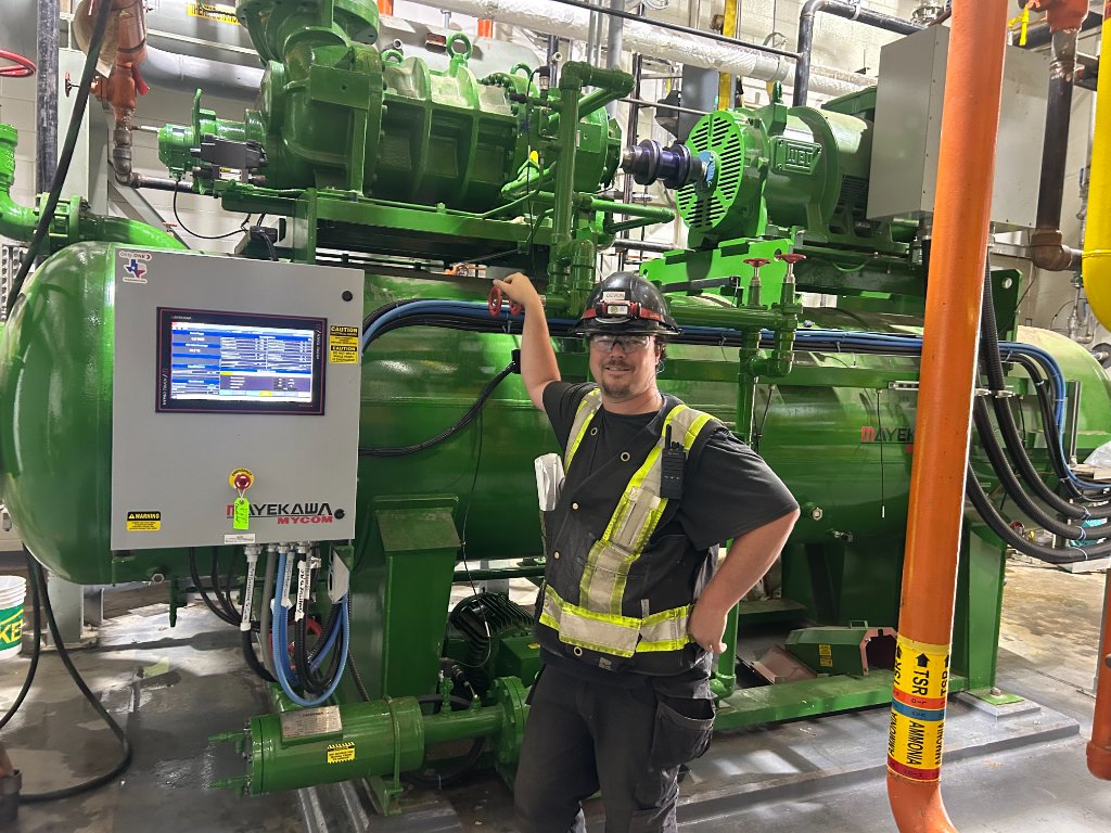 Devon Richards, owner of Iron Ice Refrigeration, on an industrial refrigeration job