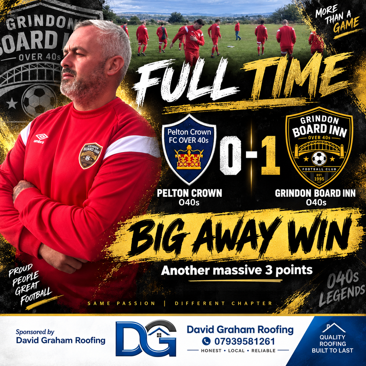 Full Time — 0-1 away win vs Pelton Crown FC