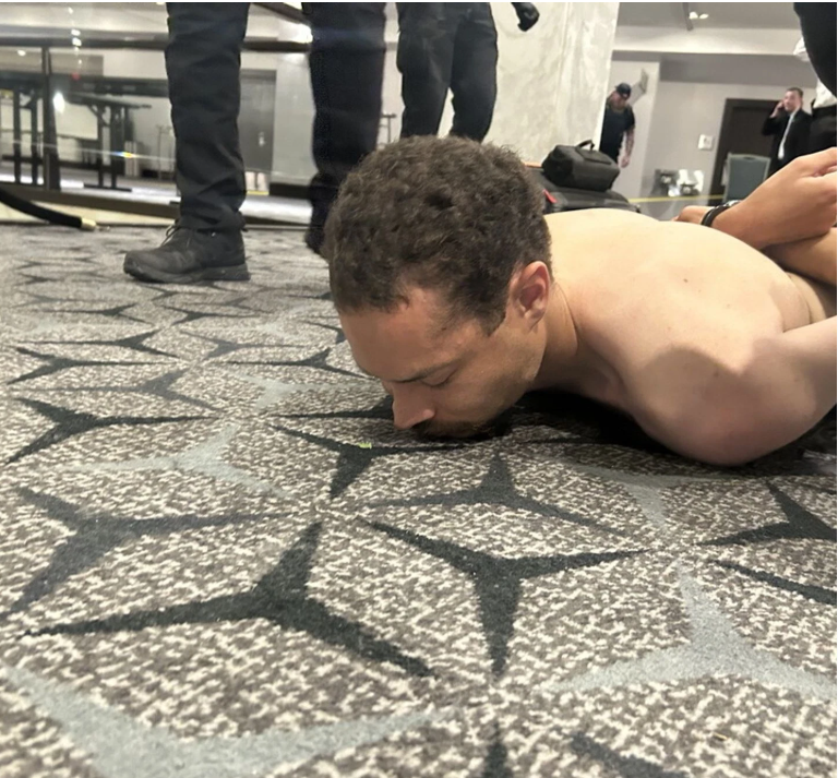 Allen face down on floor at arrest