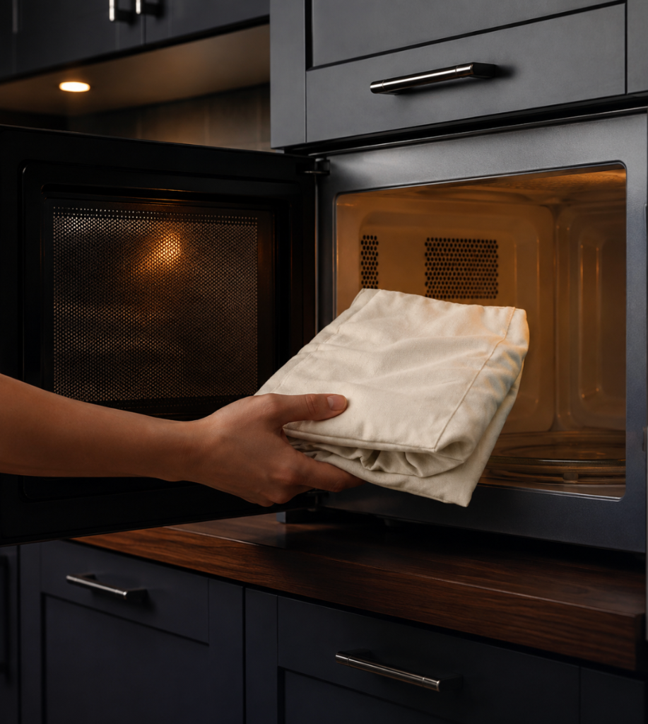 Placing DAFAA pillow in microwave