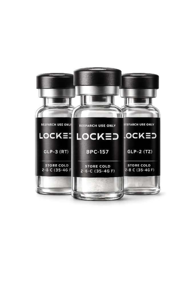 LOCKED research compounds — BPC-157, GLP-2, GLP-3