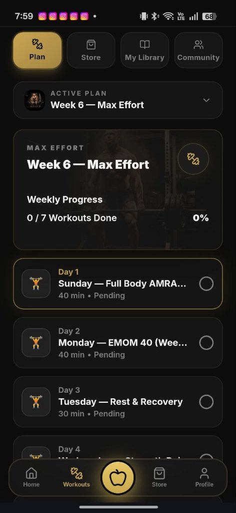 Watatan Workout Screen