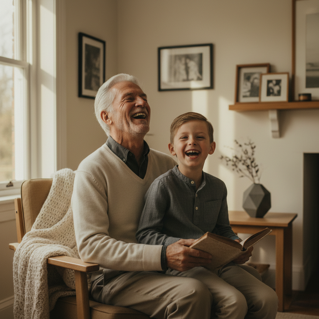 Grandfather sharing a moment with his grandson