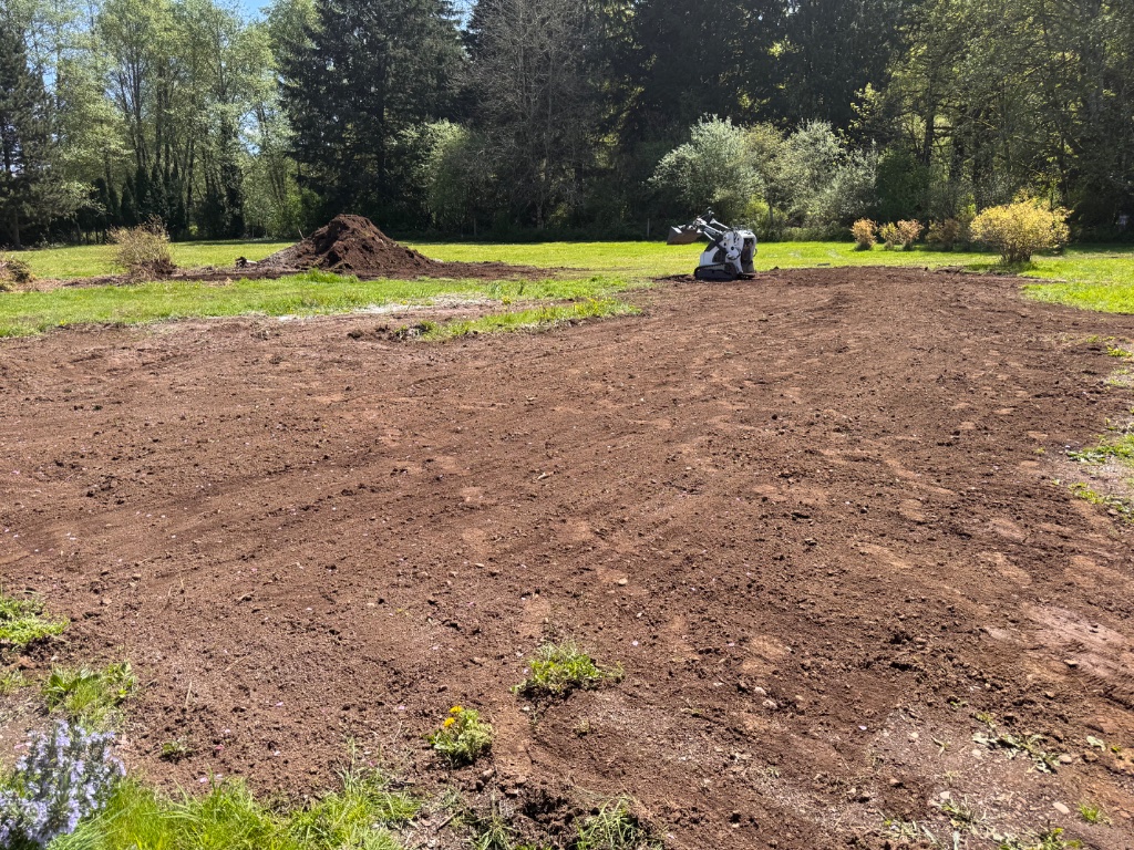 Cleared and graded land with track loader on a forestry mulching project