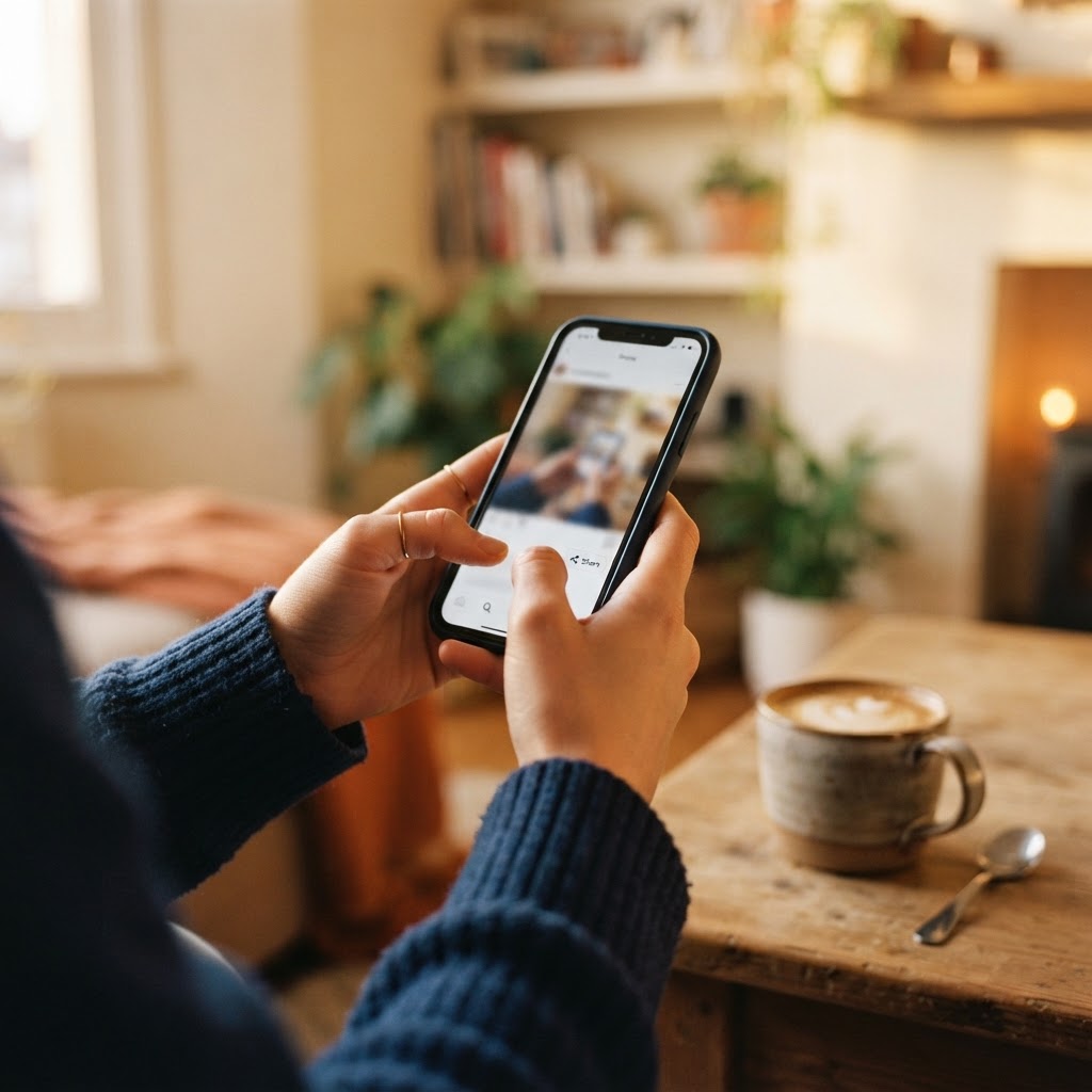 Creator compartiendo un link desde su celular