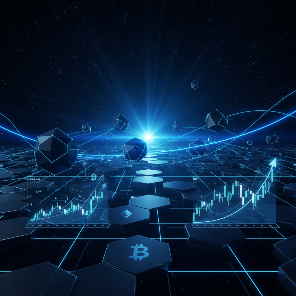 Finance mastery - blue blockchain trading visuals