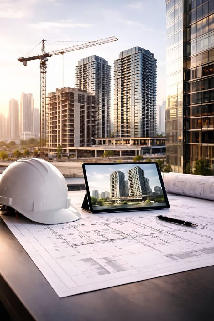 ALFA Engineering team reviewing blueprints on a Texas construction site
