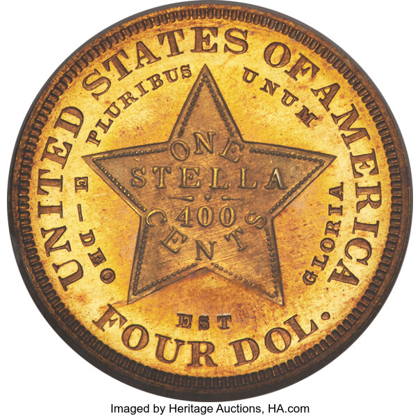 1879 Four Dollar Gold 'Stellas' (1879-1880) reverse