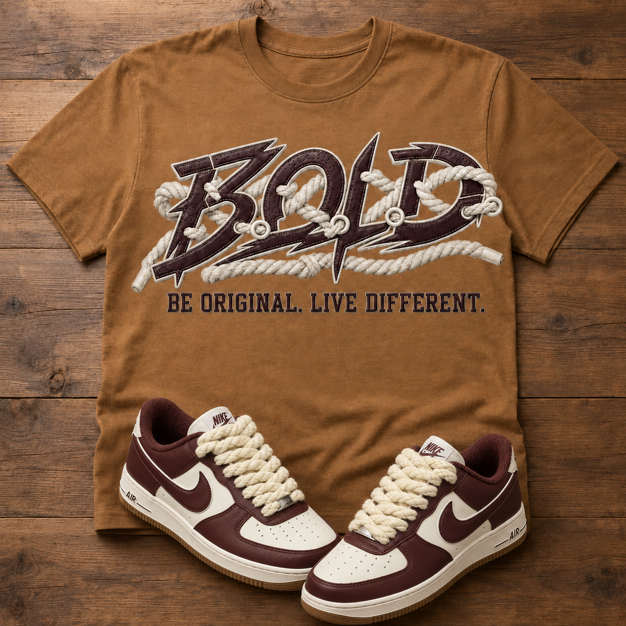 B.O.L.D Burgundy Rope Tee