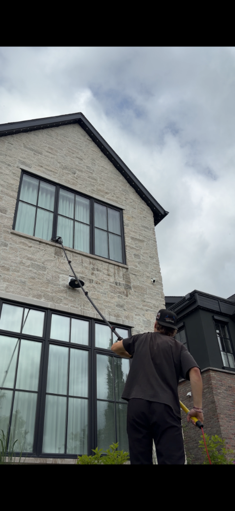 Team cleaning windows
