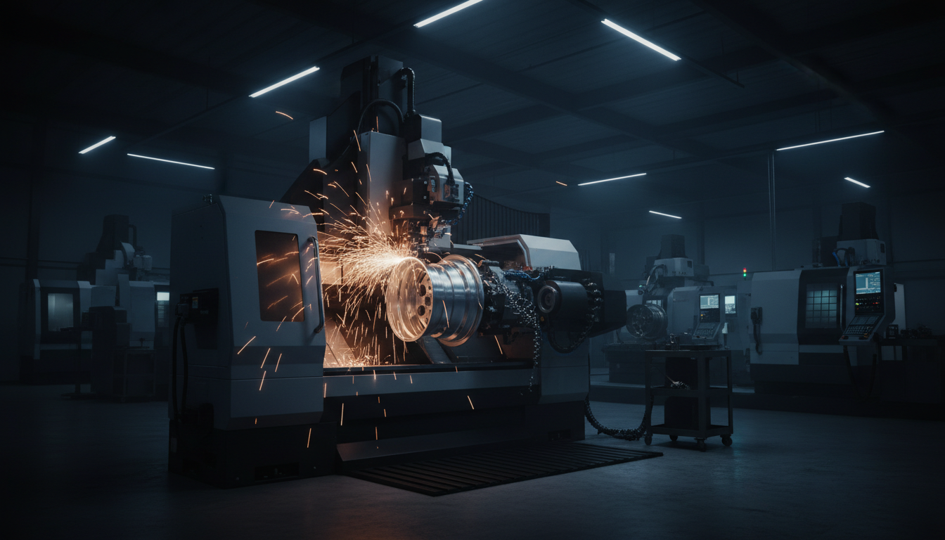 CNC machining facility producing precision alloy wheels