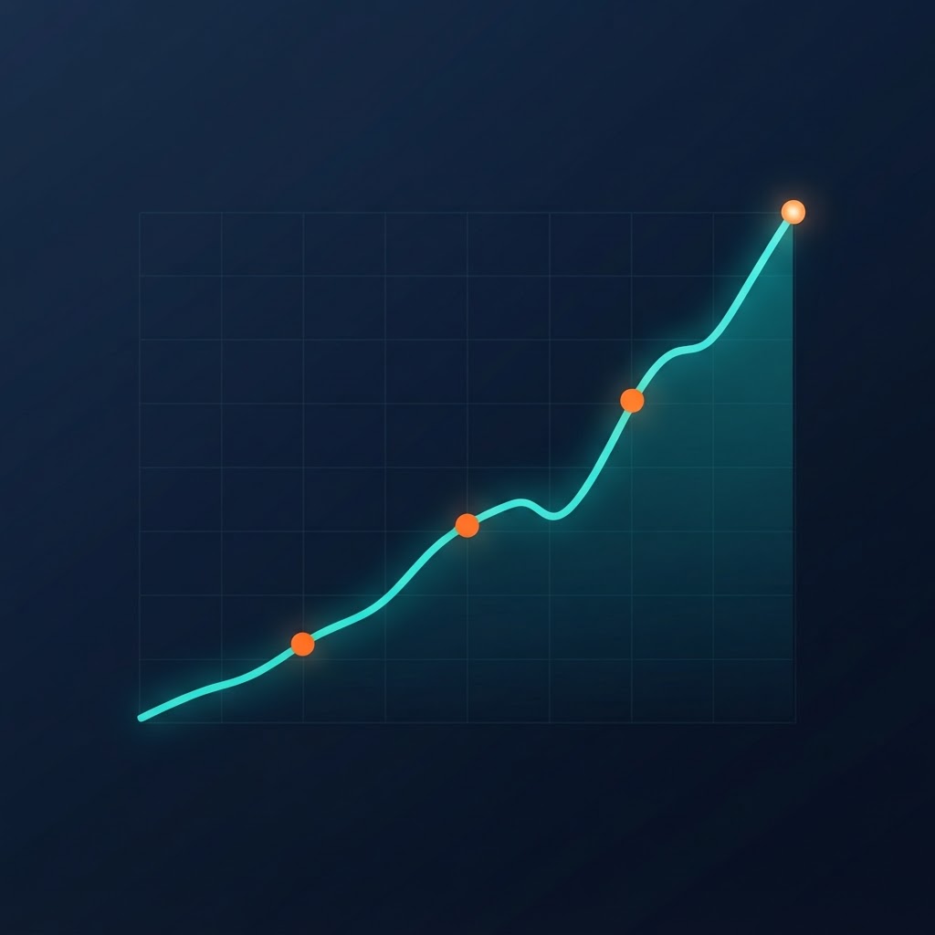 Learn how to increase web traffic with Bulk Content Clusters Quality Control and data-driven content optimisation. analytics dashboard showing upward organic traffic growth curve in teal and orange on a deep navy background.