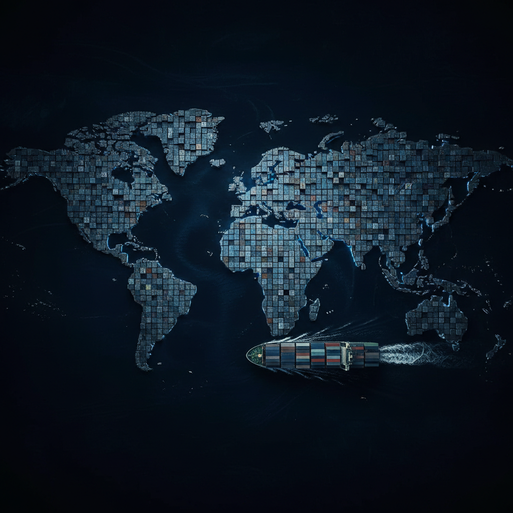 World map made of shipping containers