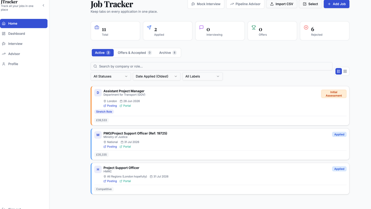 JTracker template preview