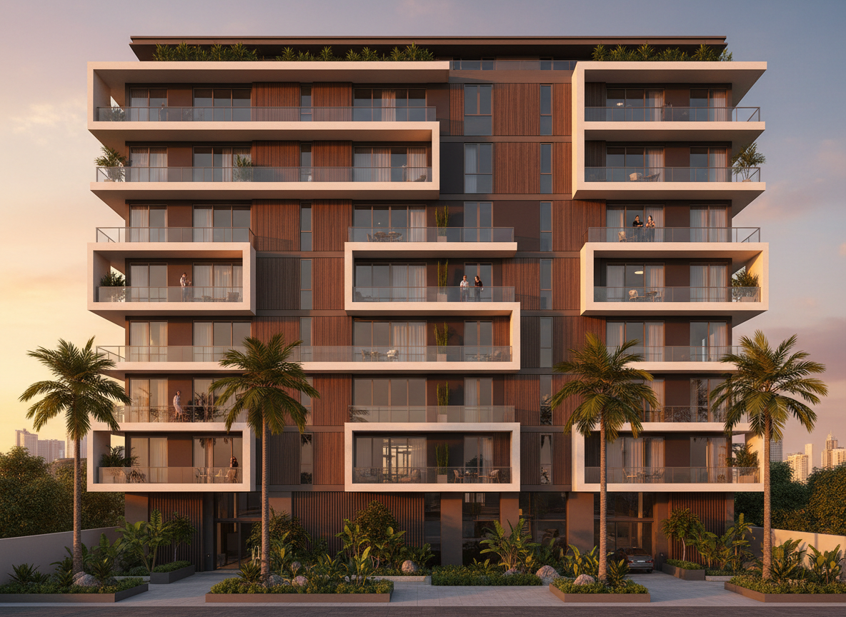 Edificio residencial moderno con paisajismo
