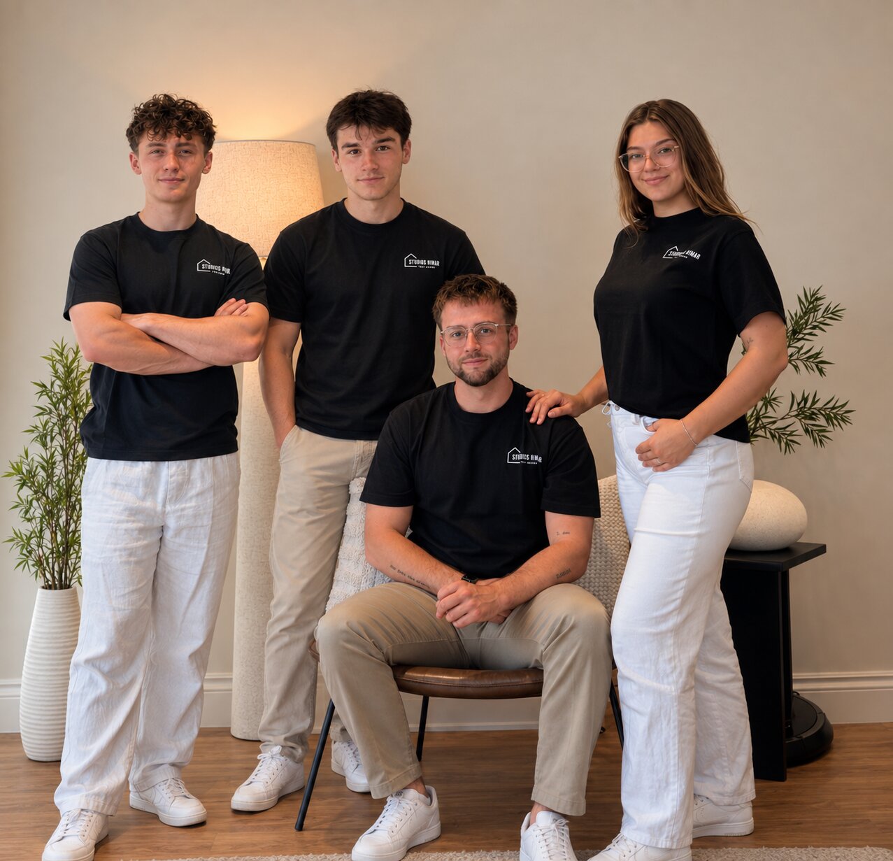 L’équipe Studios Nimar : Noah Drouin, Xavier Bernard, Tatiana Neskovic et Valère Schvies