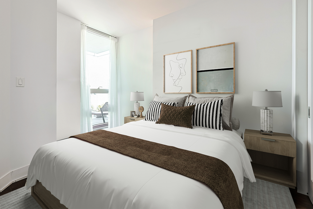 Pièce meublée numériquement après home staging virtuel