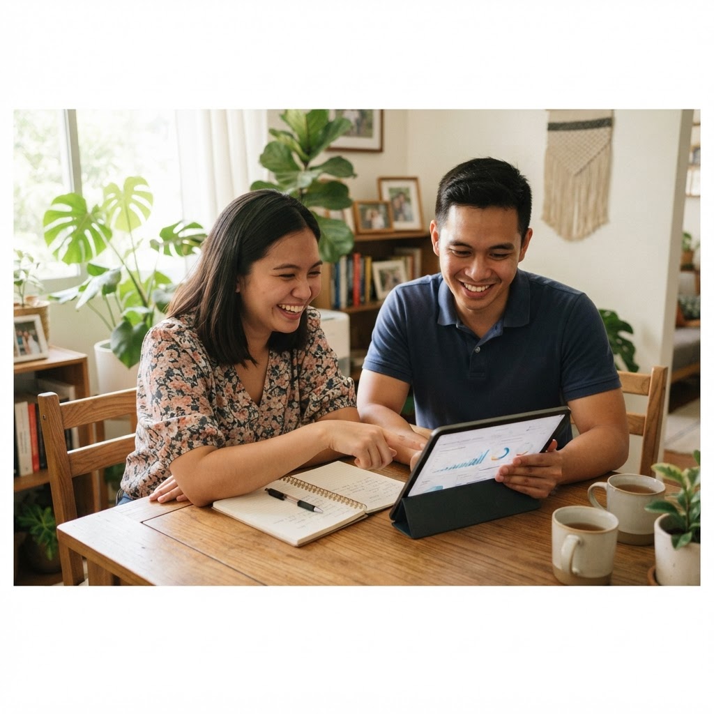 Filipino couple comparing insurance options with GoSure