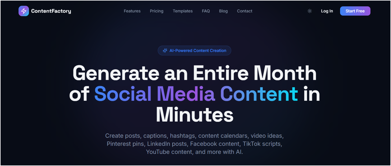 Social Content Generator template preview