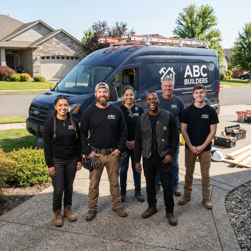 ABC Builders team next to company van