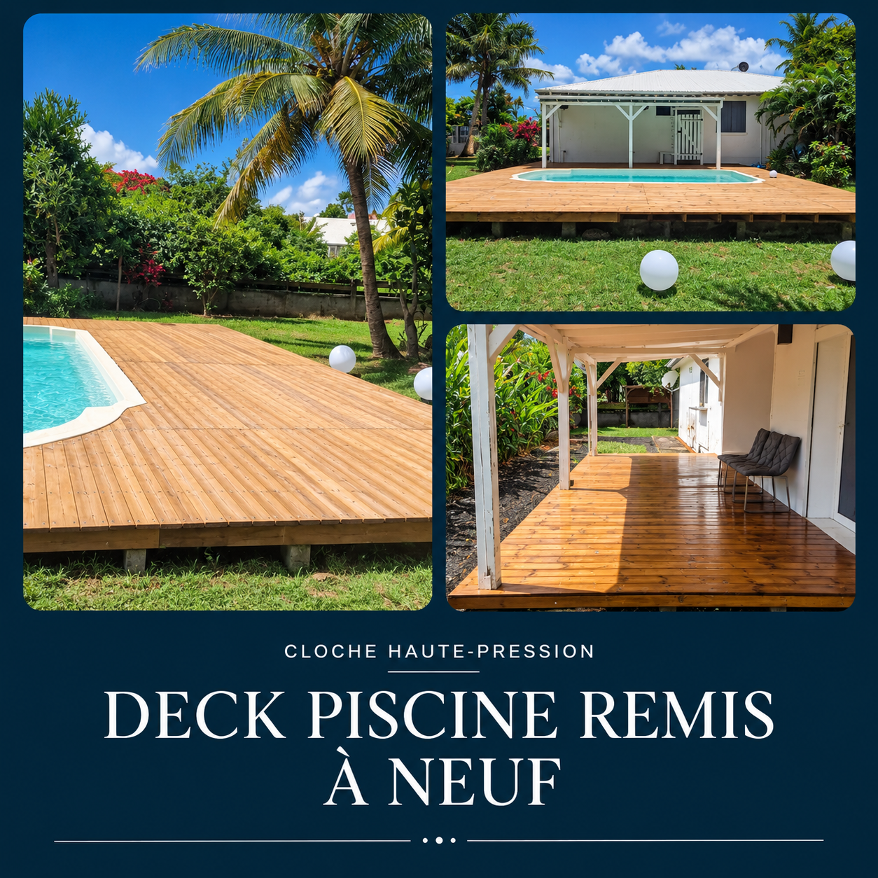 Deck de piscine remis à neuf en Guadeloupe