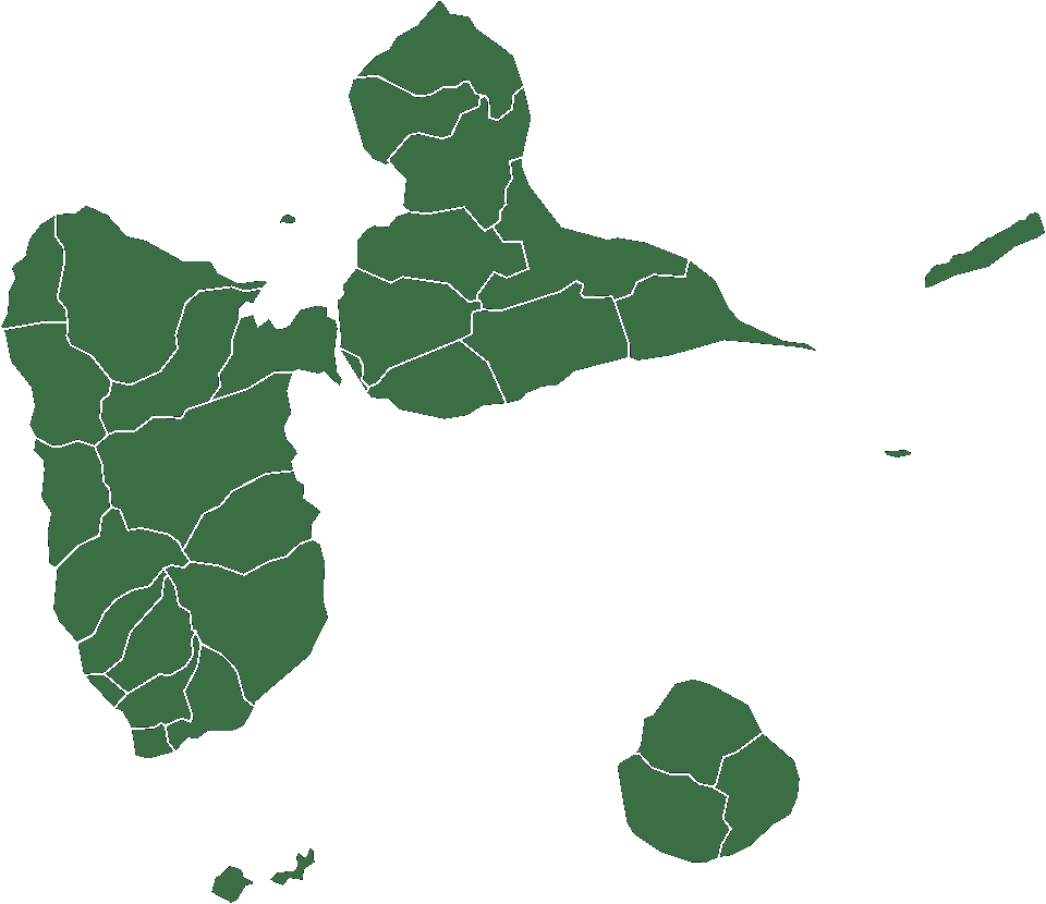 Carte de la Guadeloupe : Basse-Terre, Grande-Terre, La Désirade, Marie-Galante et Les Saintes