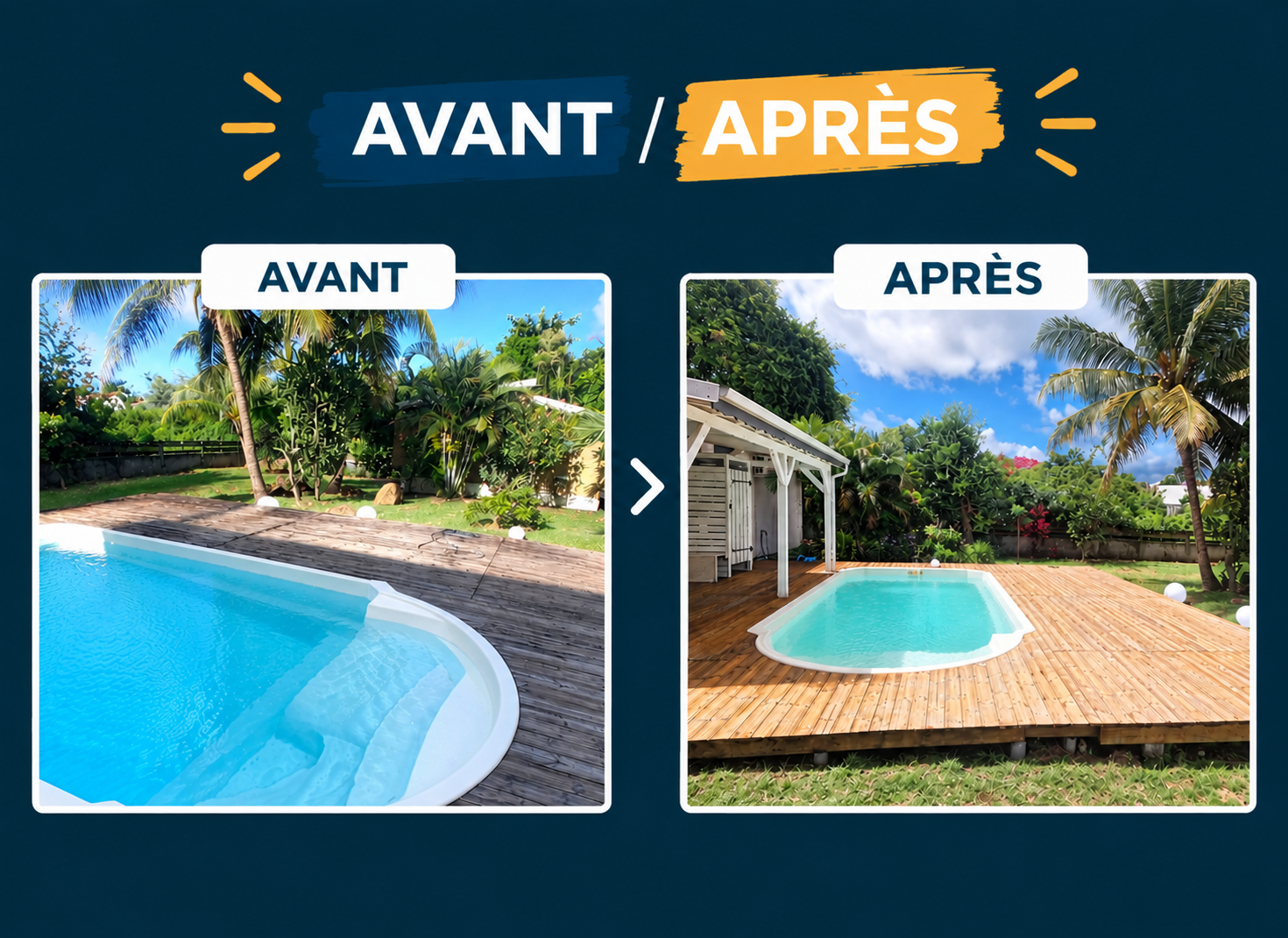 Deck piscine remis à neuf