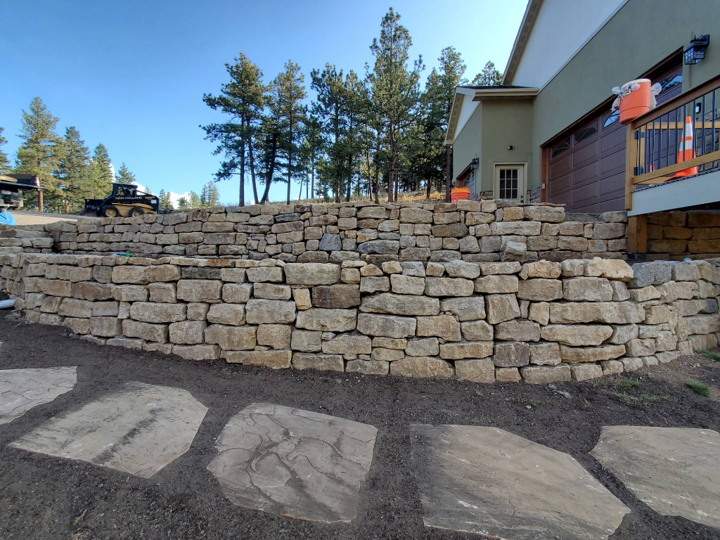 Large stone retaining wall