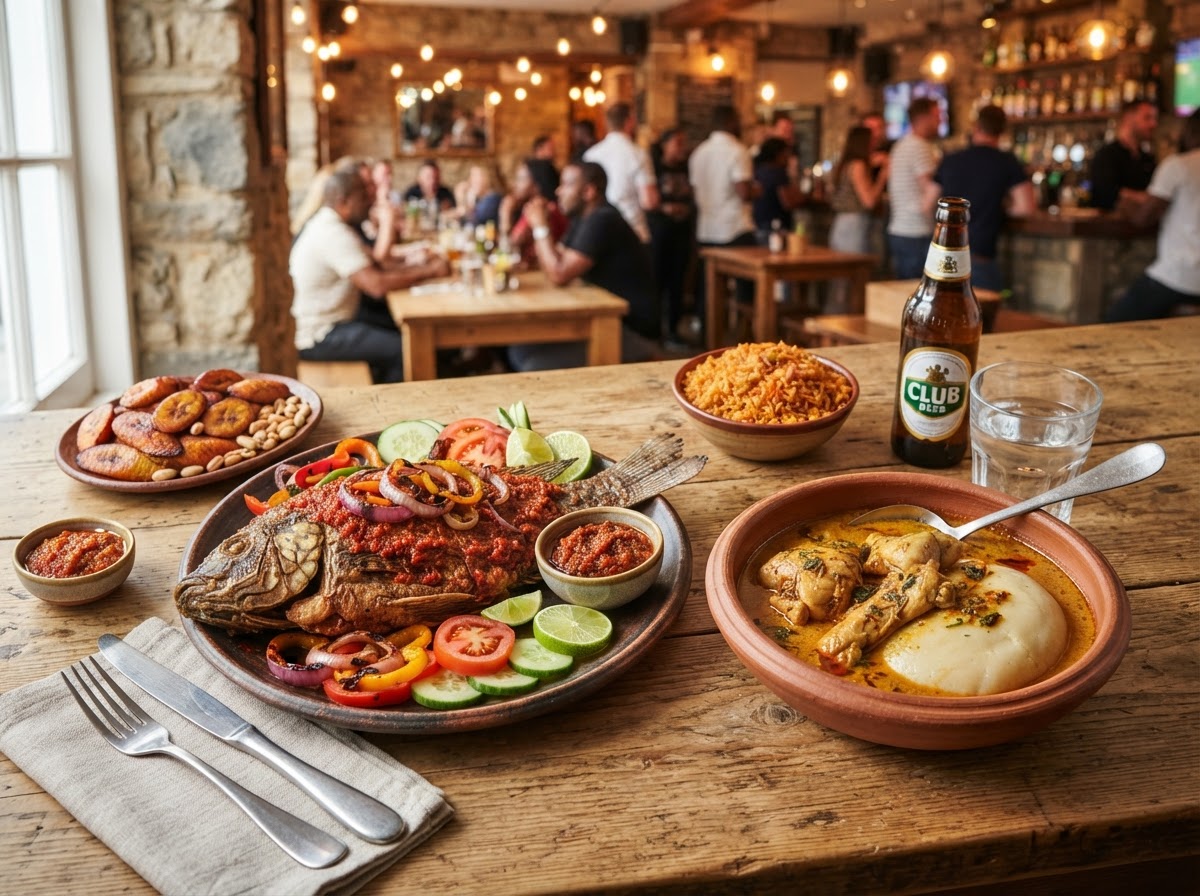 Afrik dishes and pub
