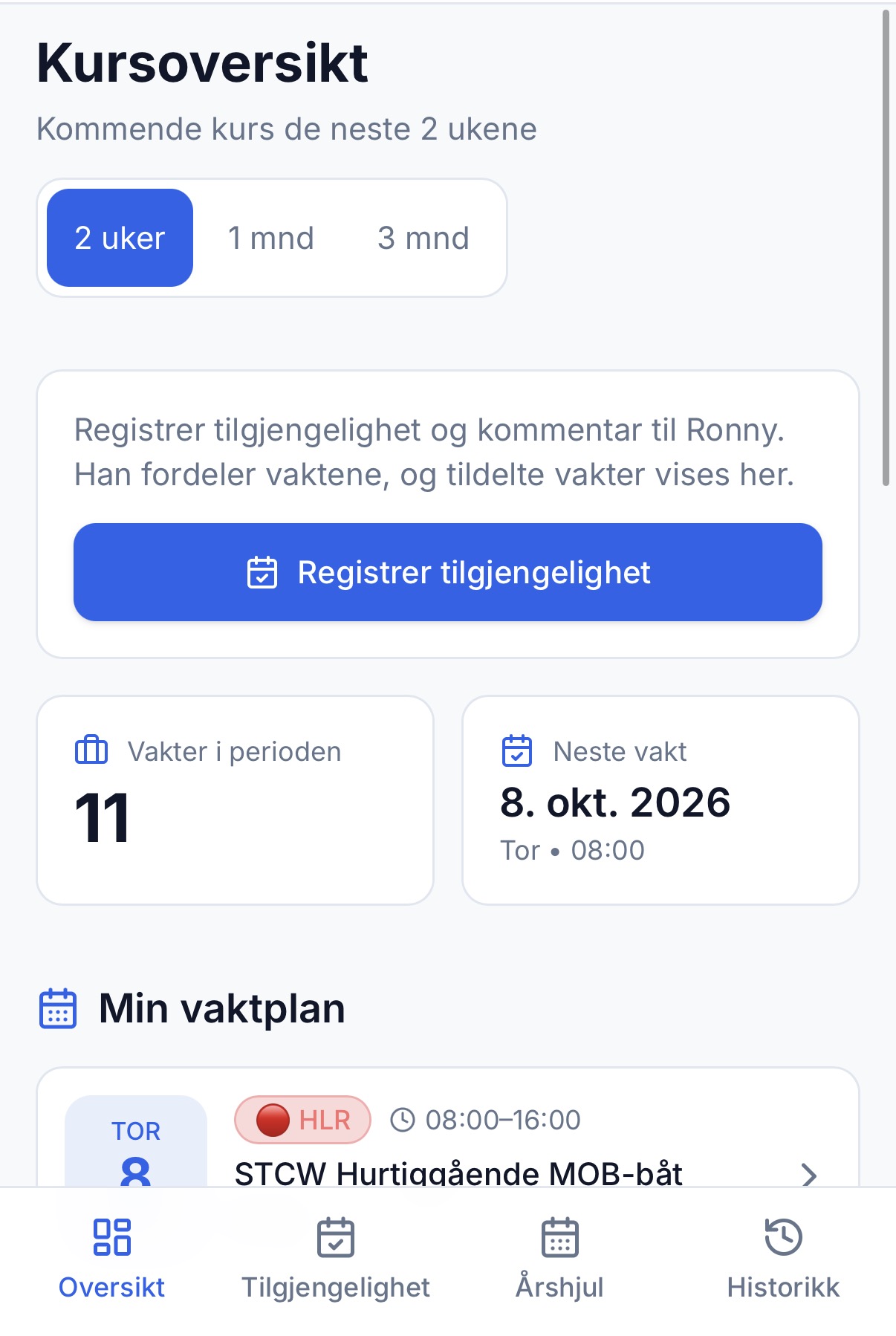 For ansatte: Min vaktplan i løsningen