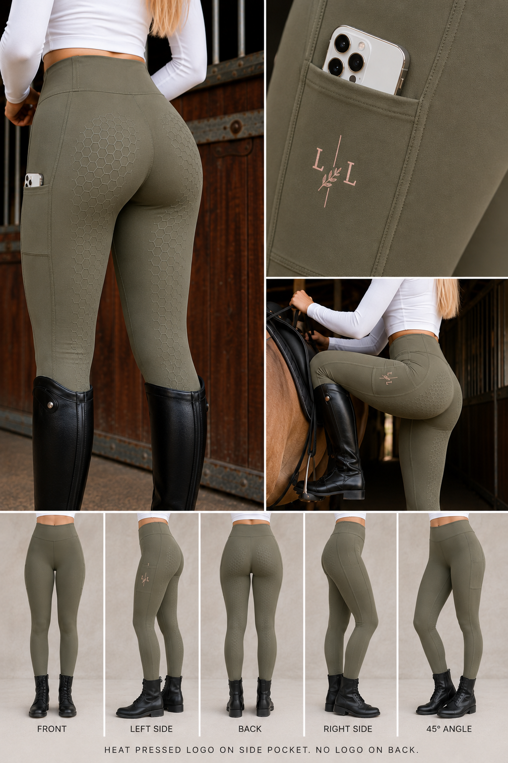 THE LORE Full Seat Performance Riding Tights - Khaki
