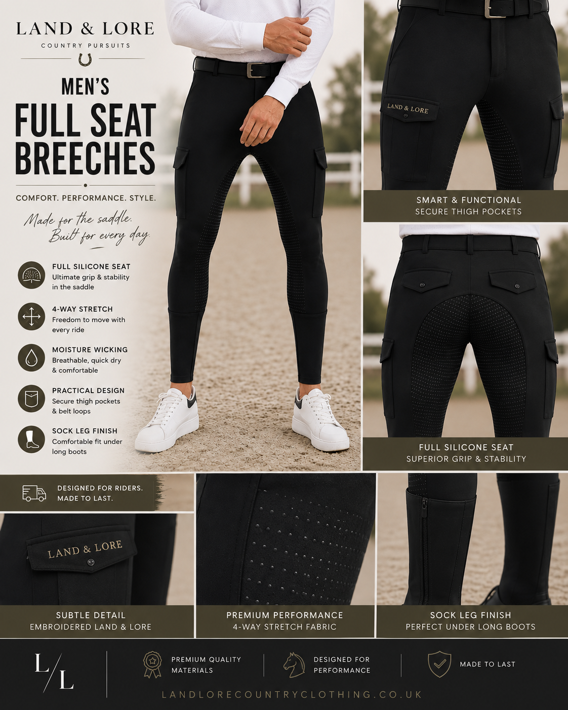 Men's Full Seat Silicone Breeches
