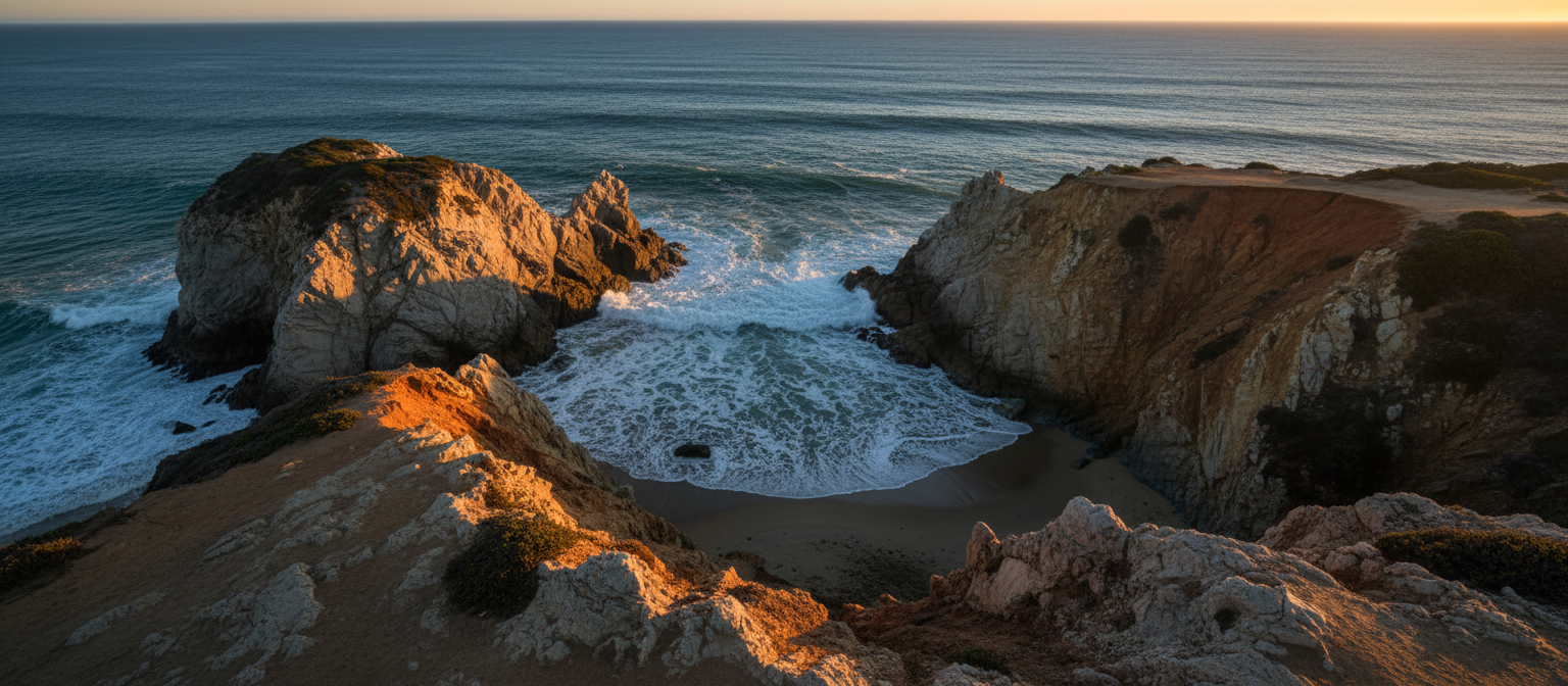 San Diego coastline at dawn — Torrey Pines cliffs meeting the Pacific Ocean