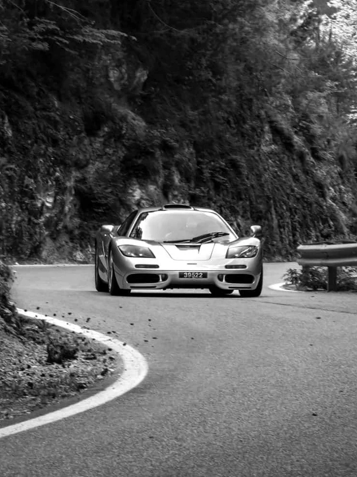 McLaren F1 on a mountain road