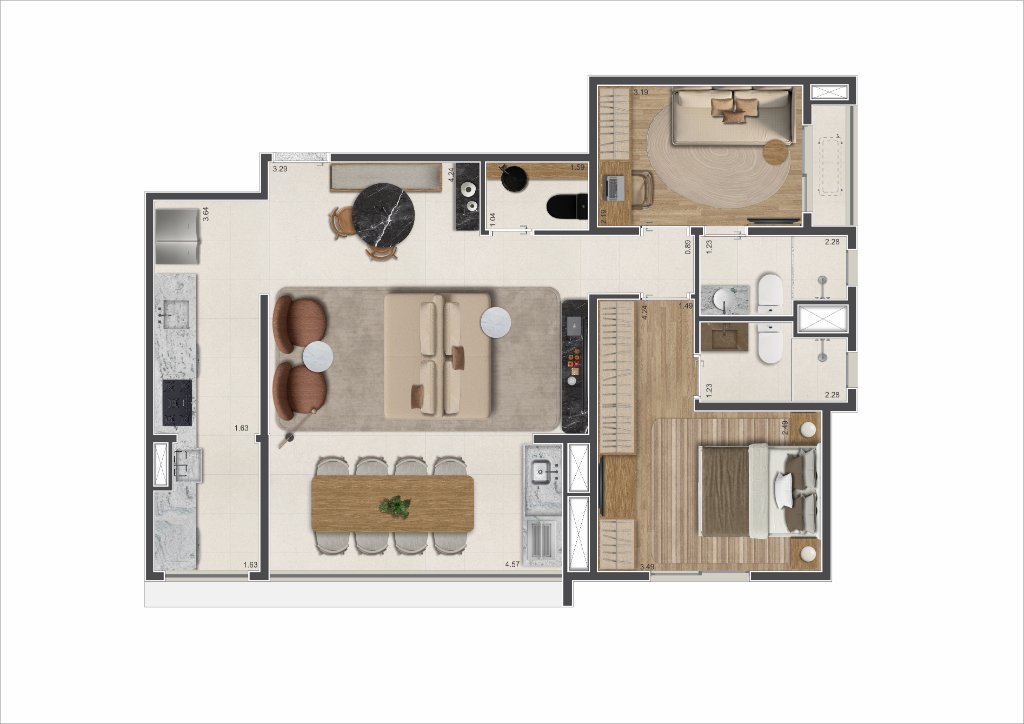Planta 75m² — Final 11 — Decorado