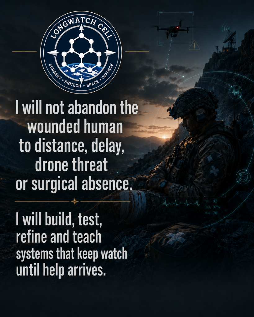 Longwatch Cell oath — forward surgical post in austere environment with biometric HUD