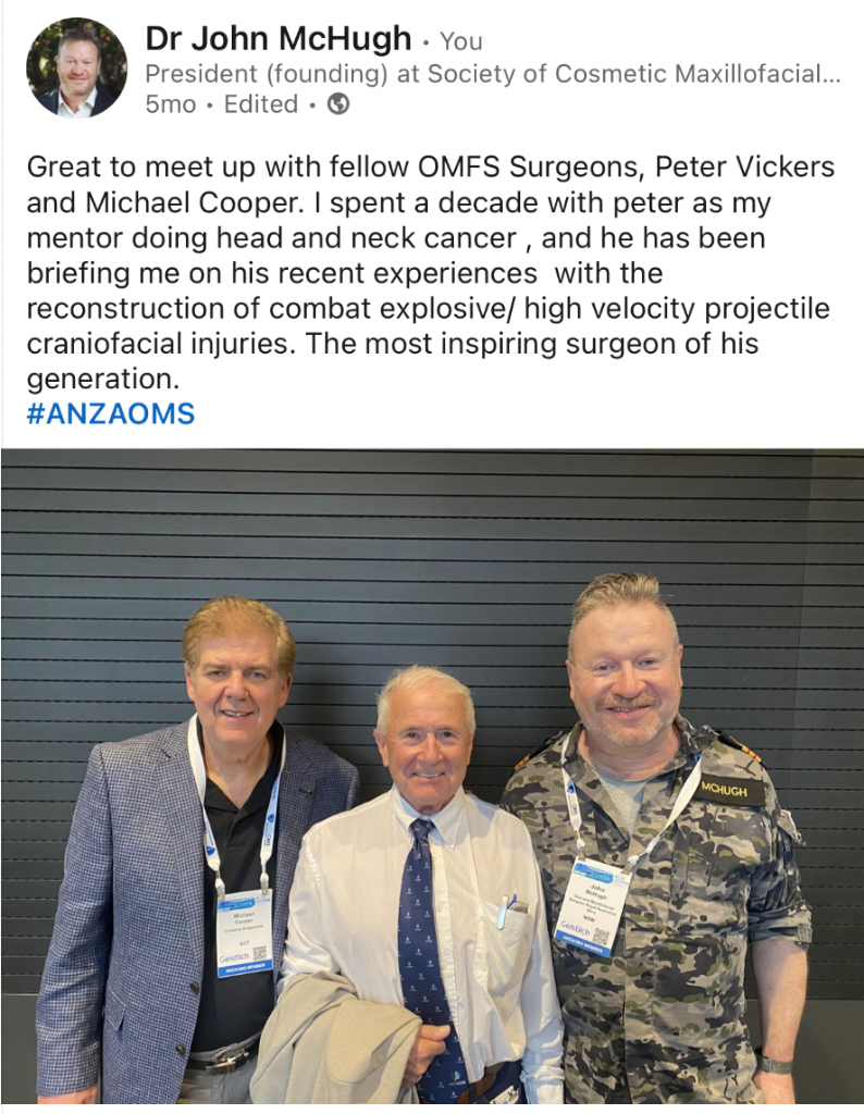 Dr John McHugh with fellow OMFS surgeons Peter Vickers and Michael Cooper at ANZAOMS 25