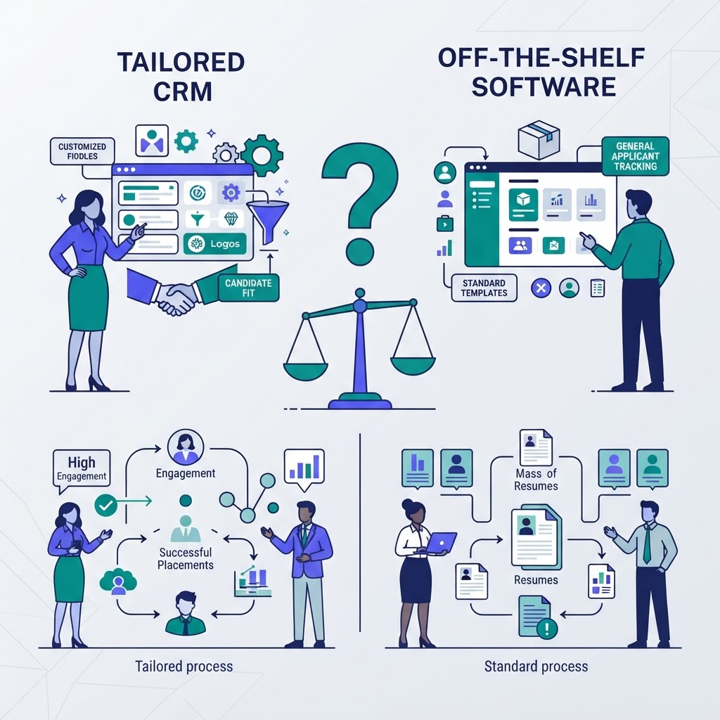 Tailored CRM vs. Off-the-Shelf Recruiting Software: Which is Right for Your Firm?
