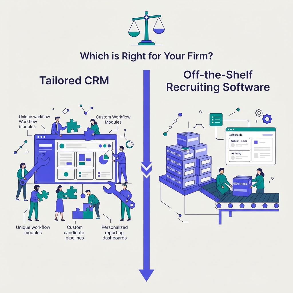 Tailored CRM vs Off-the-Shelf Recruiting Software: Which is Right for Your Firm?
