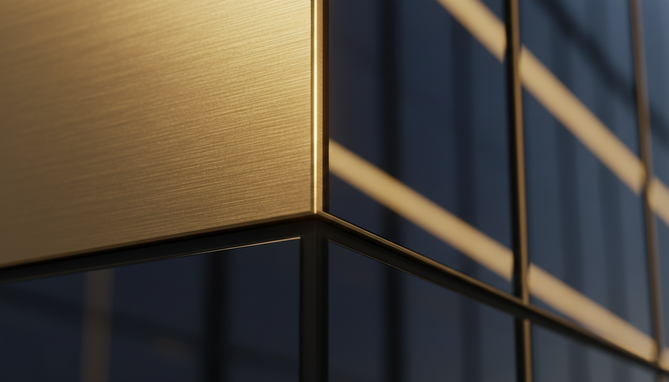 Premium brushed gold meeting dark glass