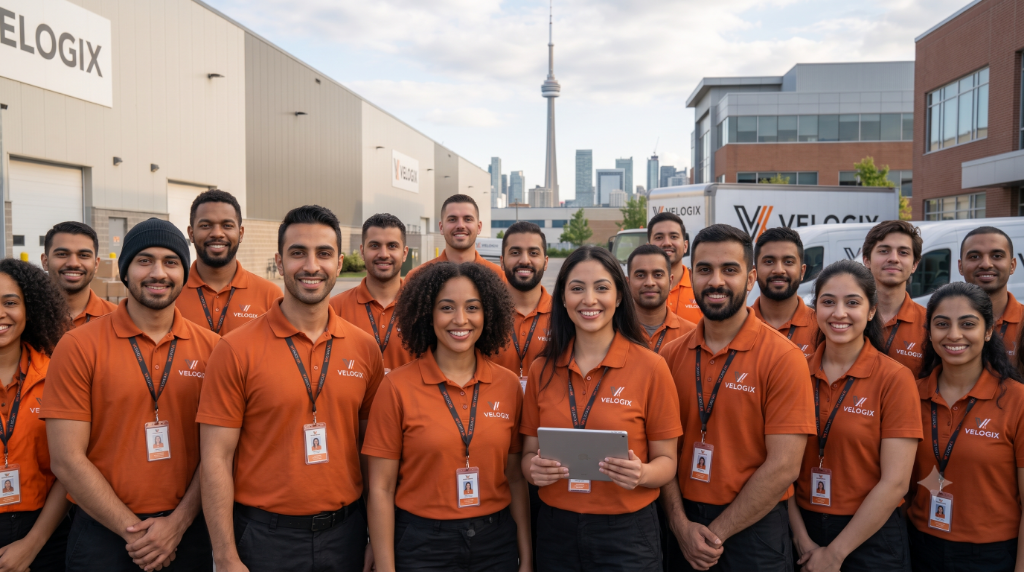 Velogix team in front of Toronto facility