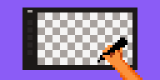 Animated pixel-art hand drawing on a tablet canvas