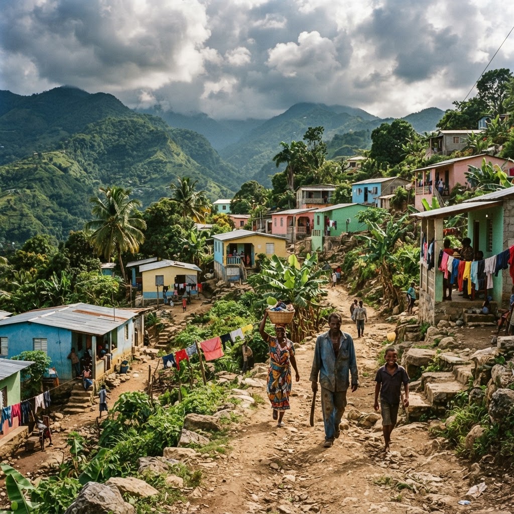 A hillside village in Haiti